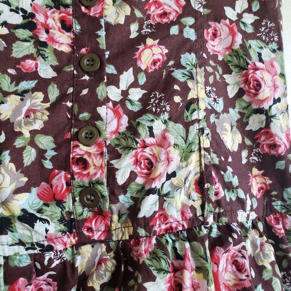 EDGE Brown Floral Ruffle Mini Dress // Size‎ Small - Picture 4 of 11